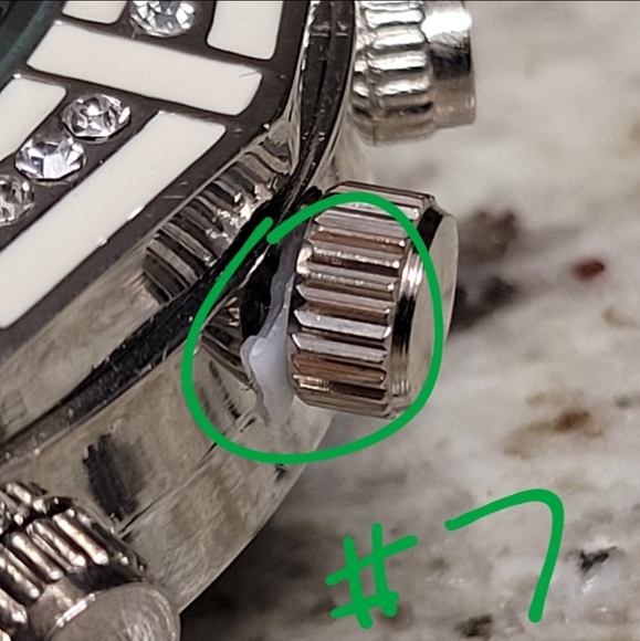 Big Face Crystal Black & White Water Resistant Quartz Watch Rubber Band NWOT - Picture 7 of 15